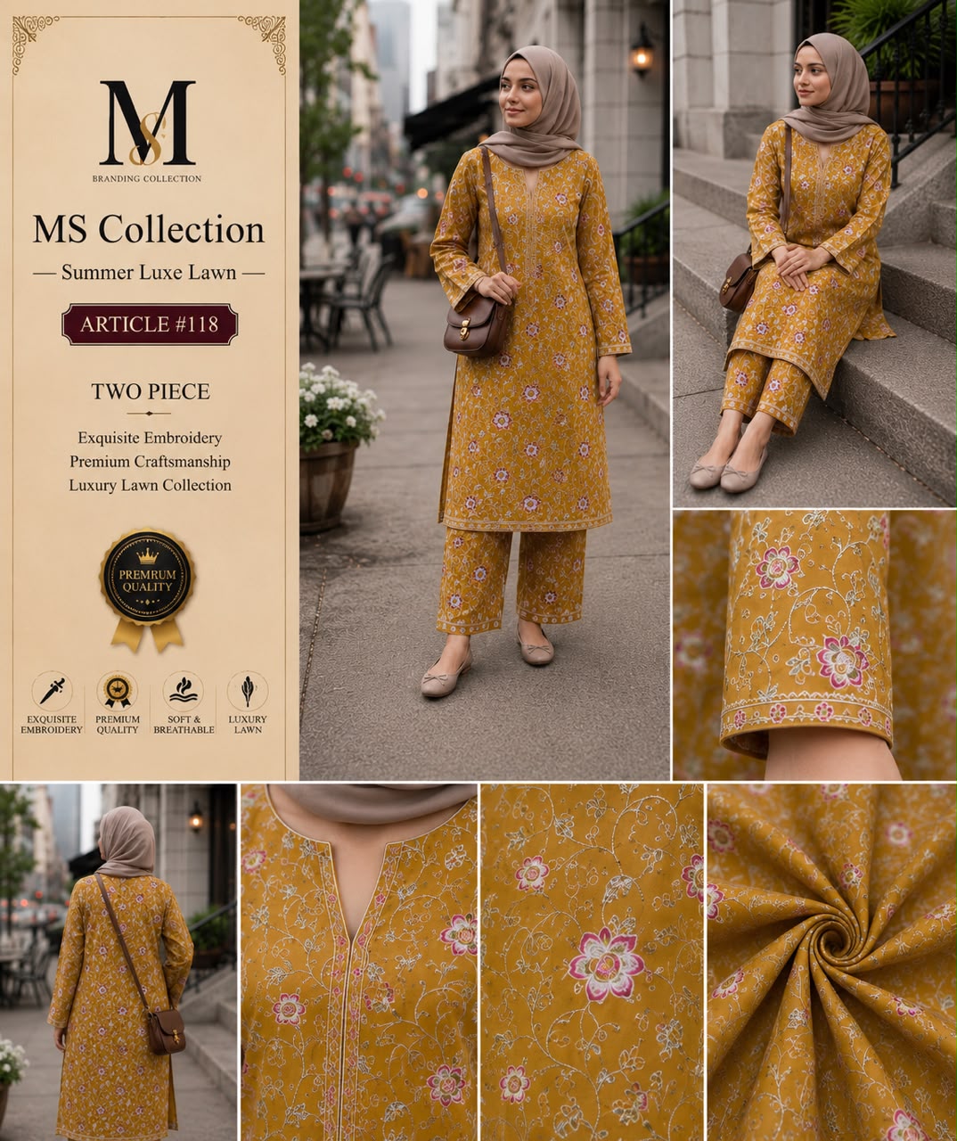 MS Collection Summer Luxe Lawn – Article #118 | Premium Printed Unstitched 2 Piece Suit
