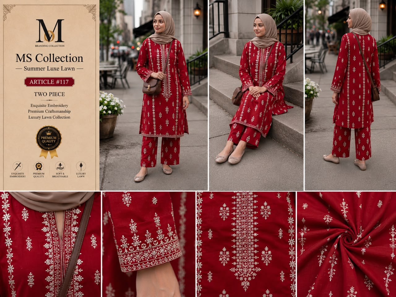 MS Collection Summer Luxe Lawn – Article #117 | Premium Embroidered Unstitched 2 Piece Suit