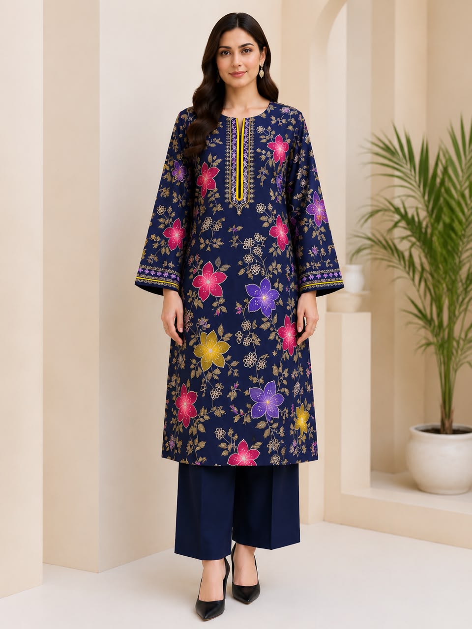 MS Collection Premium Lawn – Article #114 | Floral Printed Unstitched 2 Piece Suit